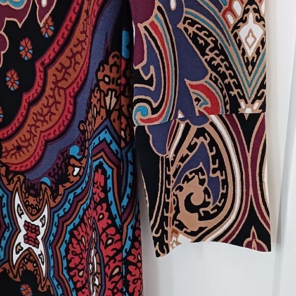 INC Scoopneck Paisley Sheath Dress 3/4 Sleeves Sz Small - Picture 5 of 10